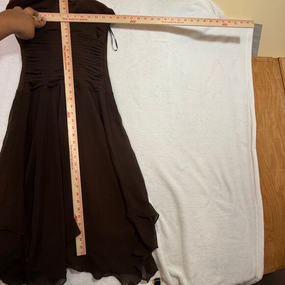 Sangria 6 Brown Midi Dress Ruched Crochet Boho Y2K Fairy RenFaire Fest‎ Romantic - Picture 10 of 12